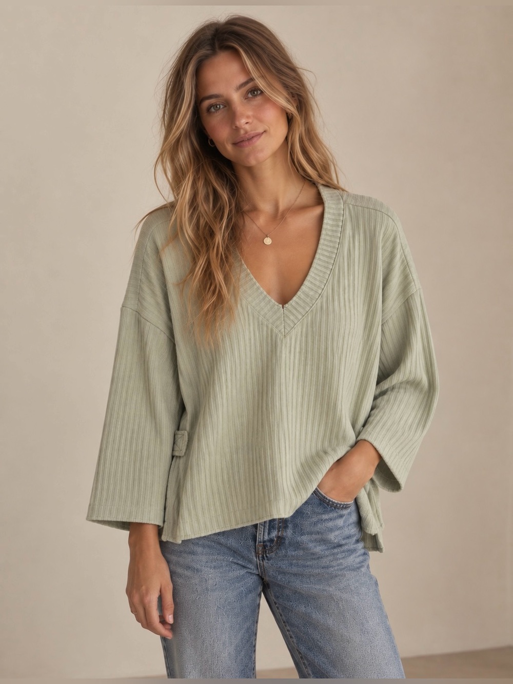 Urban Outfitters Anka Slouchy V-Neck Sweater - Size Small